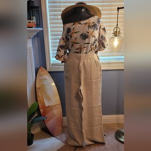 Chicos 100% Linen Wide Leg Trousers, cream-colored, size 1.5. Never been worn.